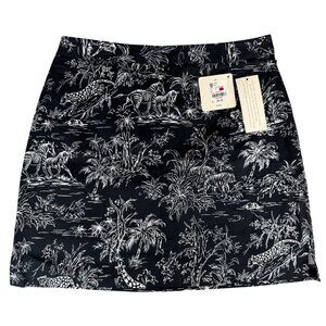 E.P Pro Womens Black & White Sz 8 Safari Print Skort Golf Active Cotton/Spandex